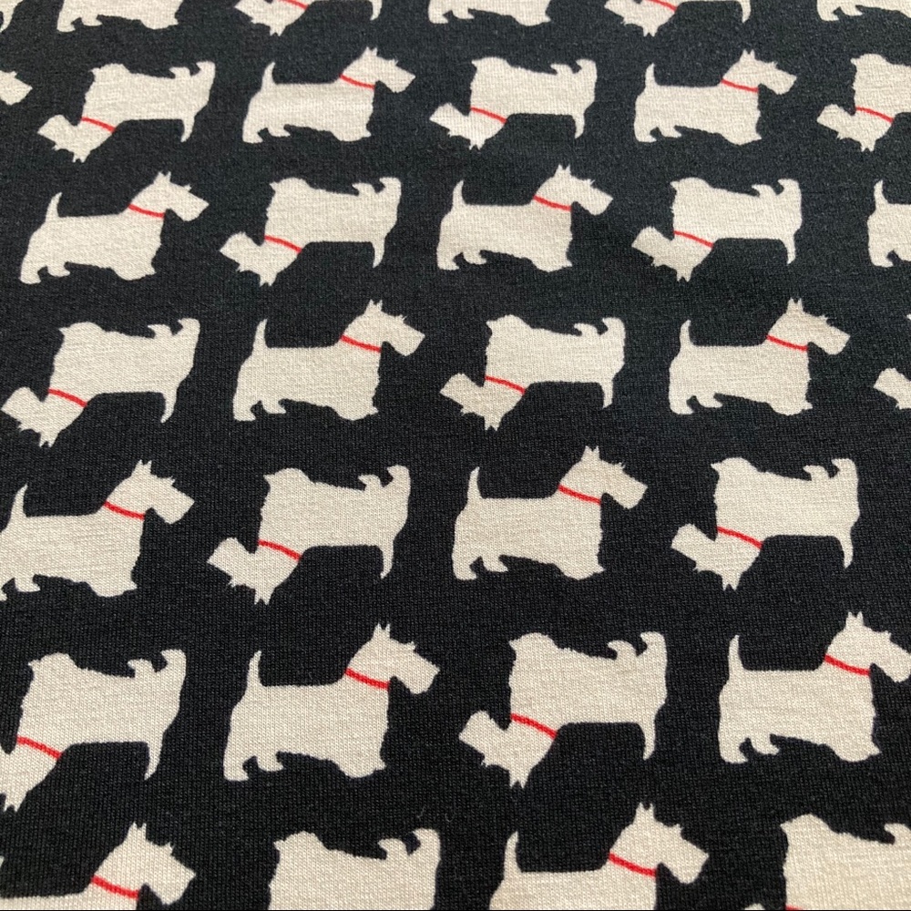 LuLaRoe Julia Scottie Dog Black and Cream Print Dress Size S Gray Raglan Sleeves - Picture 2 of 6